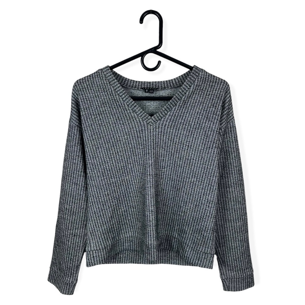 NWOT Theory Women’s Cropped Sweater Top Wool Blend Herringbone V Neck P F074509R